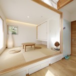 琉球畳と間接照明でモダンに仕上げた和室。腰窓も大きく、明るい空間になってます。
