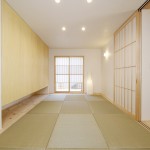 琉球畳の和室にミニキッチンが設けられ親世帯の暮らしも考えました。
